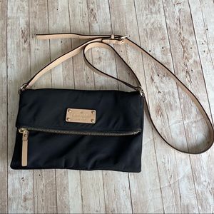 PREOWNED KATE SPADE NYLON BLACK TAN CROSS BODY BAG
